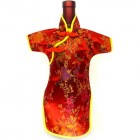 Qipao Wine Bottle Cover Chinese Woman Attire Red Floral 2