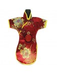 Qipao Wine Bottle Cover Chinese Woman Attire Red Longevity