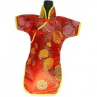 Qipao Wine Bottle Cover Chinese Woman Attire Red Peony
