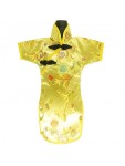 Qipao Wine Bottle Cover Chinese Woman Attire Yellow Vine 2